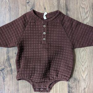 Quincy Mae Quilted Henley Long Sleeve Bubble Romper